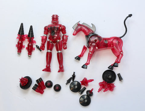 Clear red Baron Karza and Andromeda! - Micronauts Microman - RARE 2002 VARIANT!