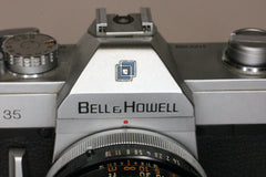 Detail of the funky Bell & Howell logo on this camera